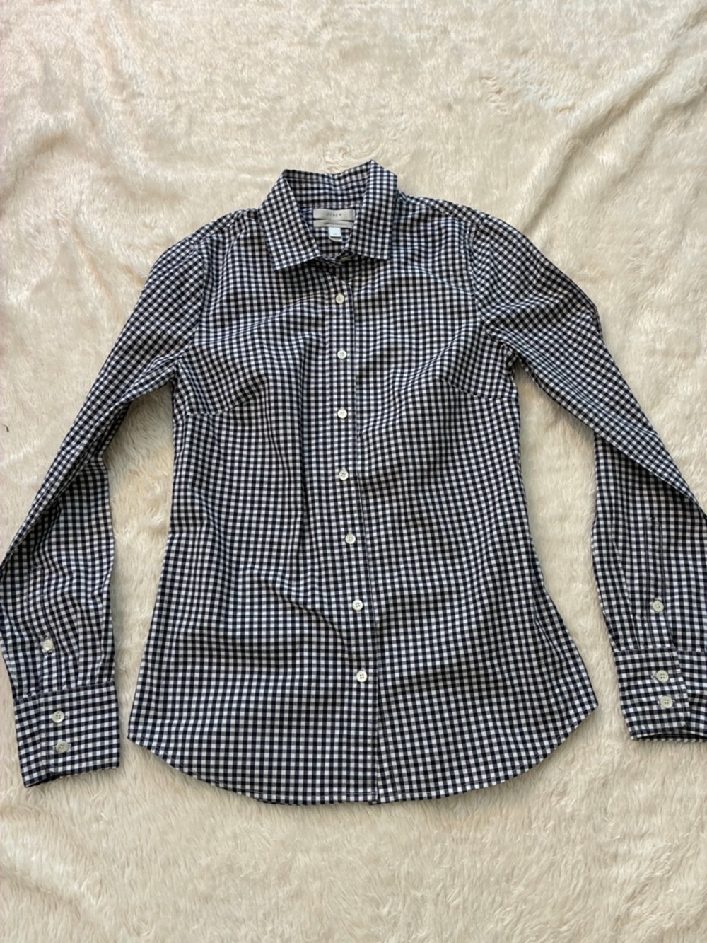 J. Crew Black and White Gingham Button-Down Shirt